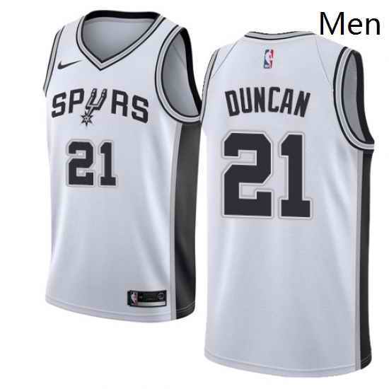 Mens Nike San Antonio Spurs 21 Tim Duncan Authentic White Home NBA Jersey Association Edition